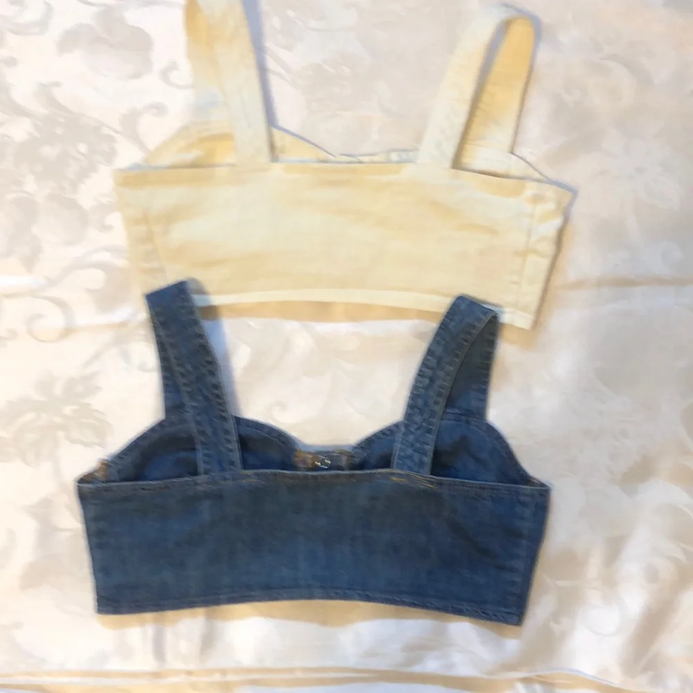 2 Vintage Button up Denim Crop tops - Picture 2 of 3
